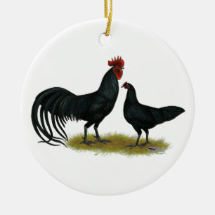 Ornement En Céramique Poulets longs de tomeru Crowier