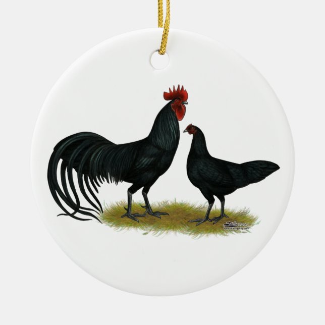 Ornement En Céramique Poulets longs de tomeru Crowier (Devant)