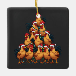 Ornement En Céramique Poulets sapin de Noël Joyeux Noël Funny Noël