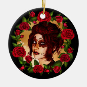 Ornement En Céramique Poupée de sucre Red Roses