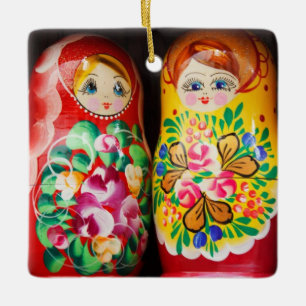 Ornement En Céramique Poupées colorées Matryoshka