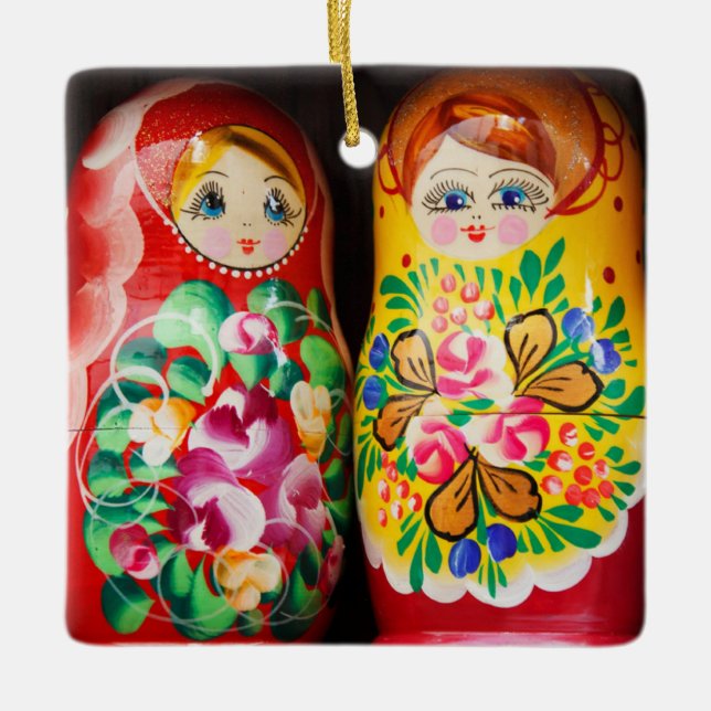 Ornement En Céramique Poupées colorées Matryoshka (Devant)