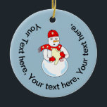 Ornement en céramique pour dents Snowman<br><div class="desc">Un bonhomme de neige tenant une dent avec un foulard décoré de dents est un drôle de design dentaire pour les dentistes,  hygiénistes dentaires,  endodontistes,  parodontistes et orthodontistes</div>