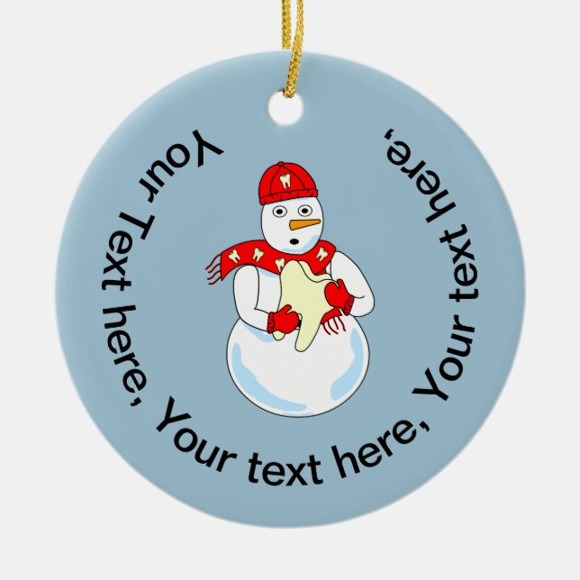 Ornement en céramique pour dents Snowman (Devant)