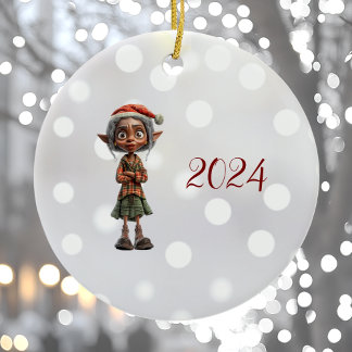 Ornement en céramique pour elfe de Noël grand-mère