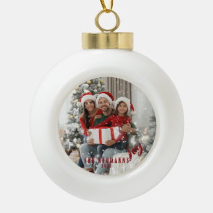 Ornement en céramique pour photo de famille Joyeux