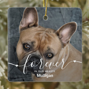 Ornement En Céramique Pour toujours dans nos coeurs Black Dog Photo Pet