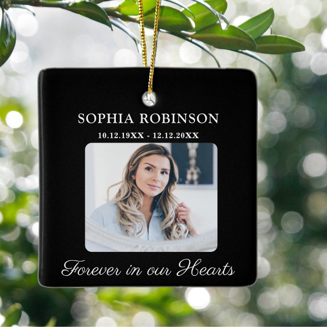 Ornement En Céramique Pour toujours dans nos coeurs Photo Mémorial Noël (Créateur téléchargé)