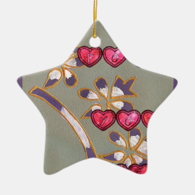 Ornement En Céramique Pour Vous De Moi : Beau Coeurs Floraux Design (Devant)