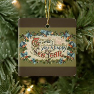 Ornement En Céramique Pour vous souhaiter une bonne année, vintage victo
