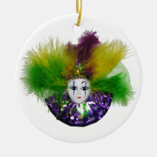 Ornement En Céramique Pourpre de masque de mardi gras