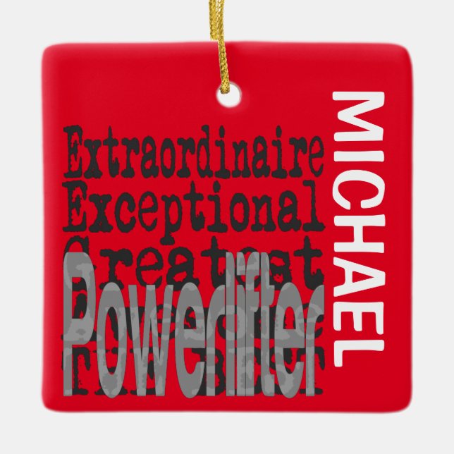 Ornement En Céramique Powerlifter Extraordinaire PERSONNALISÉ (Devant)