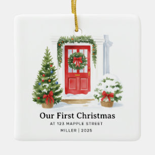 Ornement En Céramique Premier Noël à la nouvelle adresse - Porte rouge