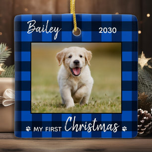 Ornement En Céramique Premier Noël Chien bleu plaqué Chien bleu Pet Ph