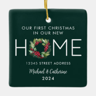 Ornement En Céramique Premier Noël dans notre nouvelle maison Watercolor