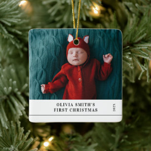 Ornement En Céramique Premier Noël de bébé Annonce des statistiques de