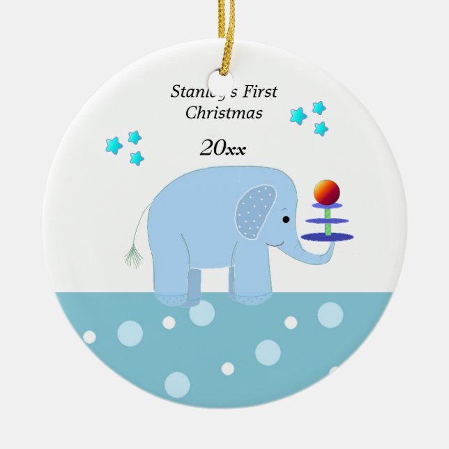 Ornement En Céramique Premier Noël de bébé éléphant (Devant)