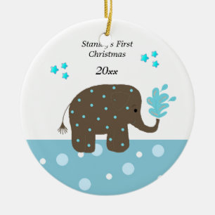 Ornement En Céramique Premier Noël de bébé éléphant
