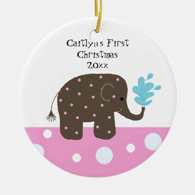 Ornement En Céramique Premier Noël de bébé éléphant (Devant)