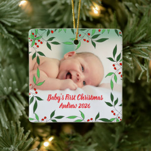 Ornement En Céramique Premier Noël de bébé personnalisé avec photo et no