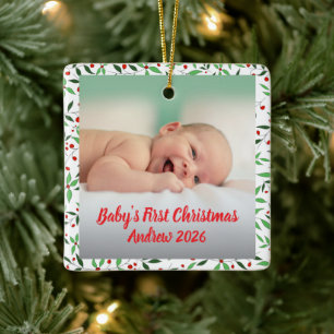 Ornement En Céramique Premier Noël de bébé personnalisé avec photo et no