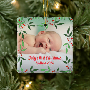 Ornement En Céramique Premier Noël de bébé personnalisé avec photo et no