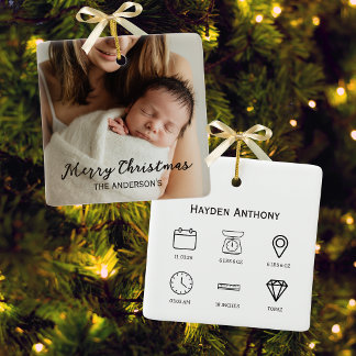 Ornement En Céramique Premier Noël de bébé Photo de bébé Statistiques de
