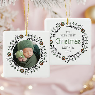 Ornement En Céramique Premier Noël de bébé photo personnalisé Nordique