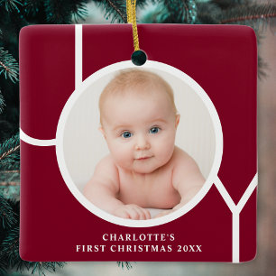 Ornement En Céramique Premier Noël de Bébé Photo Personnalisée Marron
