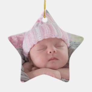 Ornement En Céramique Premier Noël de bébé Photo rose Noël de bébé