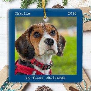 Ornement En Céramique Premier Noël de chien de compagnie personnalisé