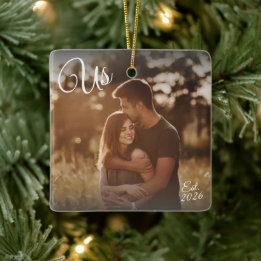 Ornement En Céramique Premier Noël de couple, date de création de notre