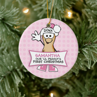 Ornement En Céramique Premier Noël de Lil Peanut (rose)