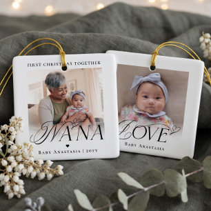 Ornement En Céramique Premier Noël de Nana avec son petit-enfant Photo S