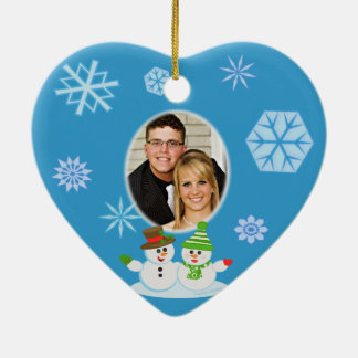 Ornement En Céramique Premier Noël de photo du couple fait sur commande