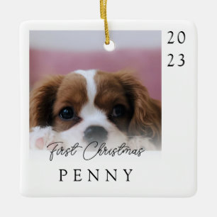 Ornement En Céramique Premier Noël de votre chiot Photo souvenir