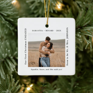 Ornement En Céramique Premier Noël des fiancés Photo
