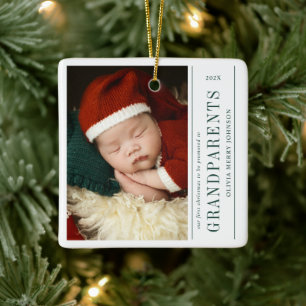 Ornement En Céramique Premier Noël des grands-parents 2 Photos