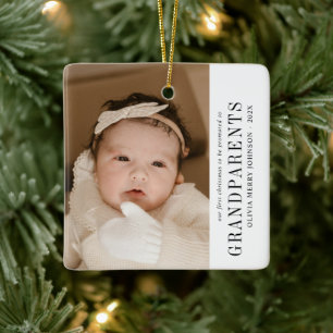 Ornement En Céramique Premier Noël des Grands-Parents 2 Photos