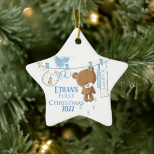 Ornement En Céramique Premier Noël du bébé garçon