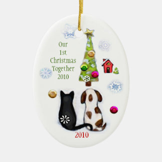 Ornement En Céramique Premier Noël du couple fait sur commande
