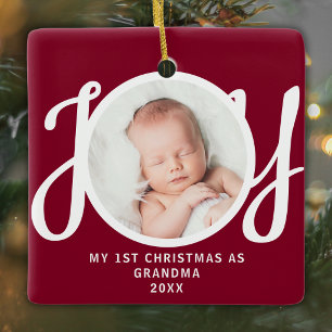 Ornement En Céramique Premier Noël en tant que grand-mère Photo souvenir