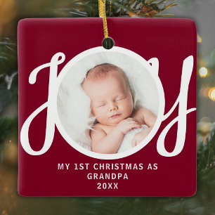 Ornement En Céramique Premier Noël en tant que grand-père Photo souvenir