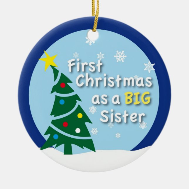 Ornement En Céramique Premier Noël en tant que GRANDE soeur (Devant)