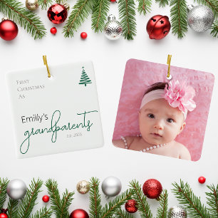 Ornement En Céramique Premier Noël en tant que grands-parents année étab