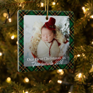 Ornement En Céramique Premier Noël en tant que grands-parents Photo carr