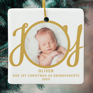 Ornement En Céramique Premier Noël en tant que grands-parents Photo Scri