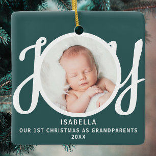 Ornement En Céramique Premier Noël en tant que grands-parents Photo Vert