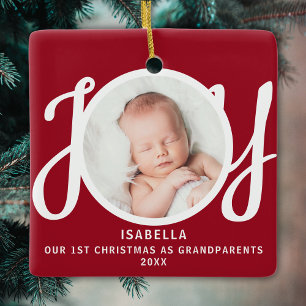 Ornement En Céramique Premier Noël en tant que parents Photo Cadeau Roug