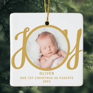 Ornement En Céramique Premier Noël en tant que parents Photo souvenir